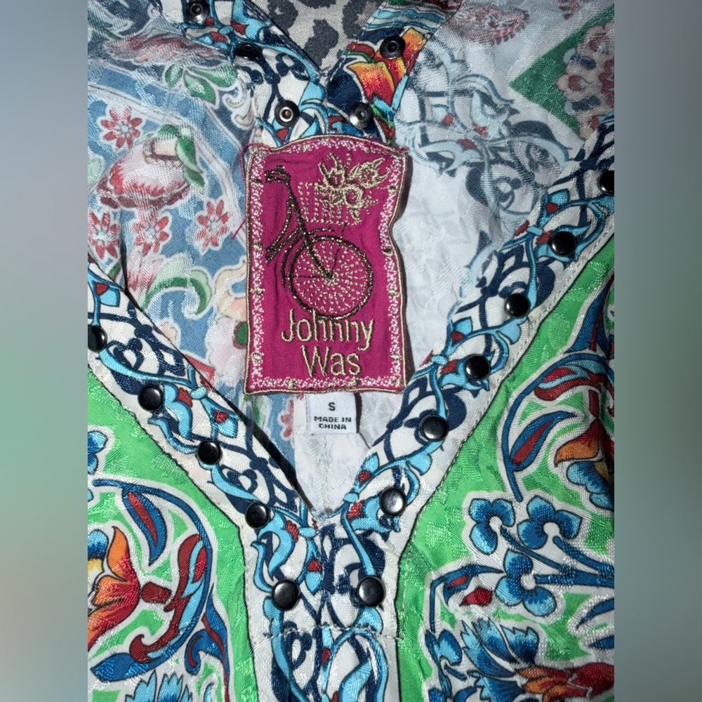 Johnny Was Multicolor Patchwork V-Back Maxi Dress - image 3